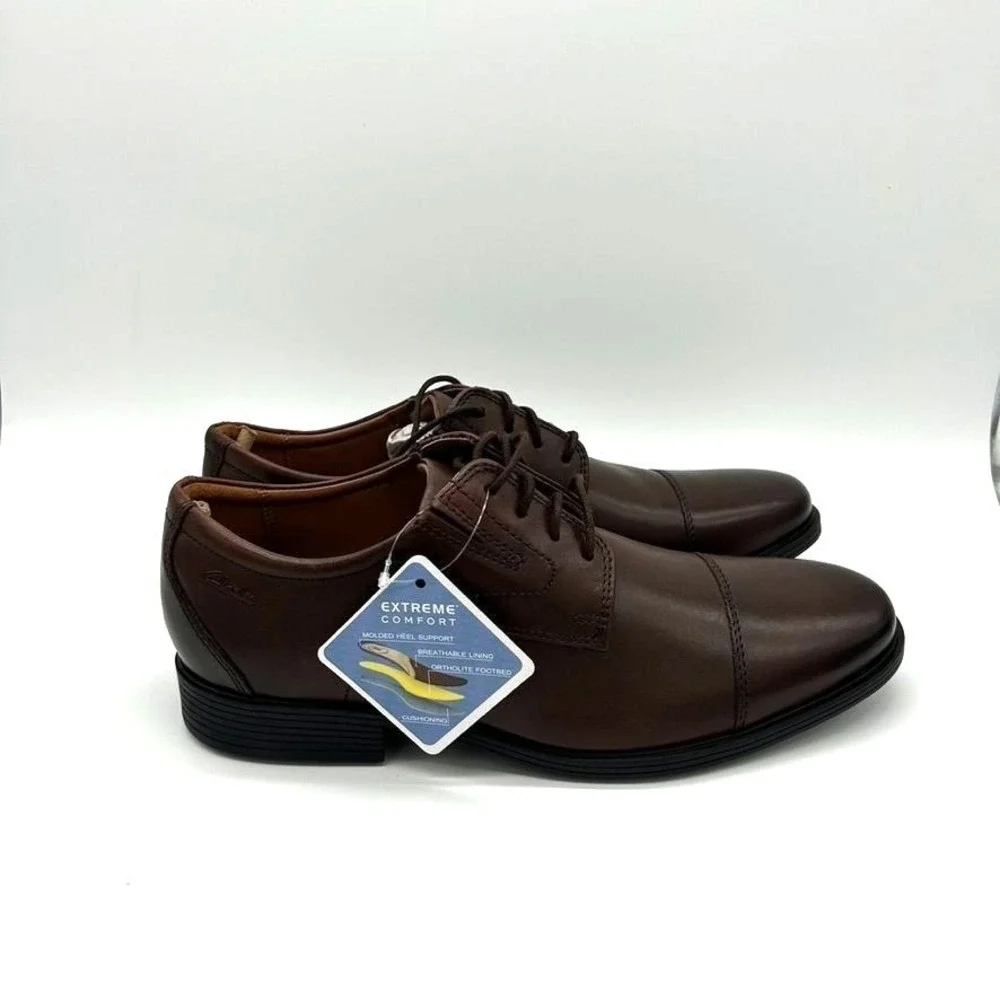 Clarks Whiddon Cap Men's Shoes Brown US 9.5 M Mahogany‎ Leather Dress ( No Box)